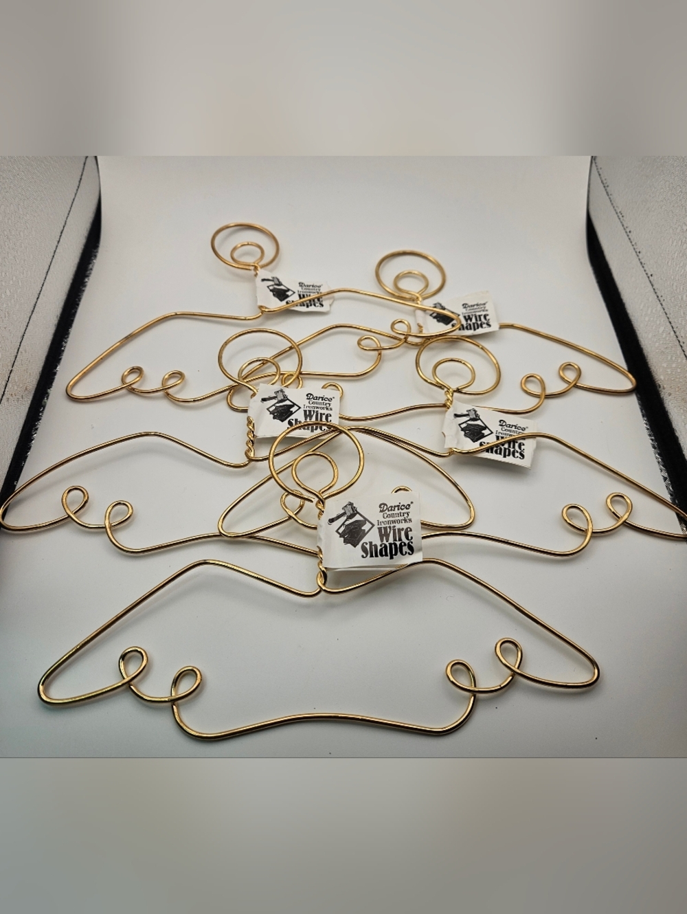 Lot of 5 Darice Country Ironworks 8" Gold Tone Wire Angel Wings Craft Supplies